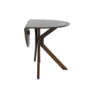 Round Walnut Drop Leaf Dining Table Set with 2 Beige Faux Leather Chairs - Seats 2 - Carson