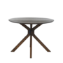 Round Walnut Drop Leaf Dining Table Set with 2 Beige Faux Leather Chairs - Seats 2 - Carson