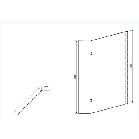 1000mm Walk In Shower Screen with 300mm Hinged Return Screen - 8mm Glass