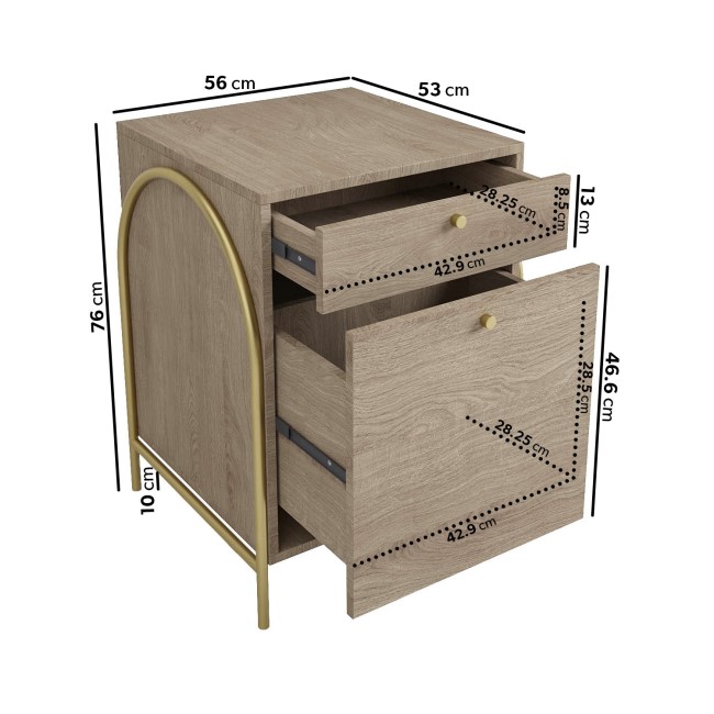 Light Oak Office Desk and Storage Cabinet Set - Chester