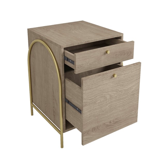 Light Oak Office Desk and Storage Cabinet Set - Chester