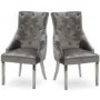 Vida Living Carra Marble Round Dining Table with 4 Grey Dining Chairs in Grey