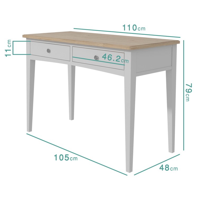 Darley Two Tone Dressing Table in Solid Oak and Light Grey