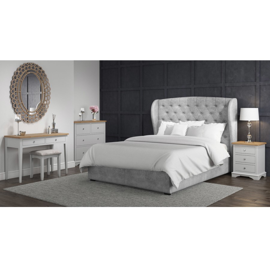 GRADE A1 - Grey Dressing Table in Solid Oak - Darley