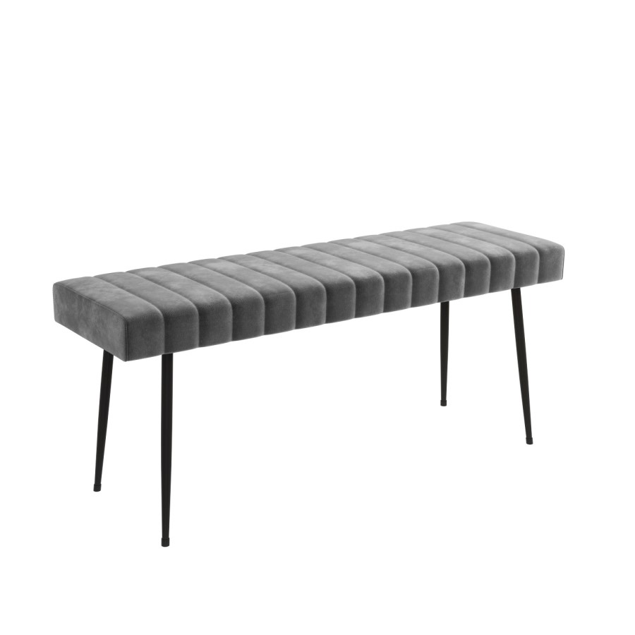 Glass Top Dining Table with 2 Grey Velvet Dining Chairs and 1 Matching Bench - Dax