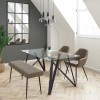 Glass Dining Table Set with 2 Beige Faux Leather Chairs &amp; 1 Bench - Seats 4 - Dax