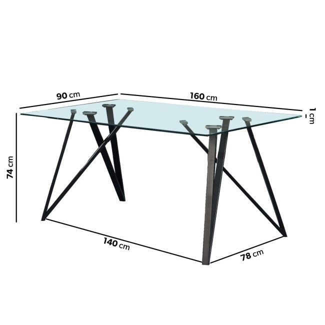 Glass Dining Table Set with 2 Beige Faux Leather Chairs & 1 Bench - Seats 4 - Dax