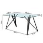 Glass Top Dining Table with 4 Teal Velvet Dining Chairs - Dax