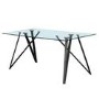 Glass Dining Table with 4 Grey Velvet Dining Chairs - Dax