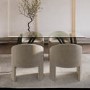 Glass Dining Table Set with 4 Mink Velvet Curved Chairs - Seats 4 - Dax