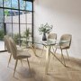 Glass Dining Table Set with 4 Mink Velvet Chairs  - Seats 4 - Dax