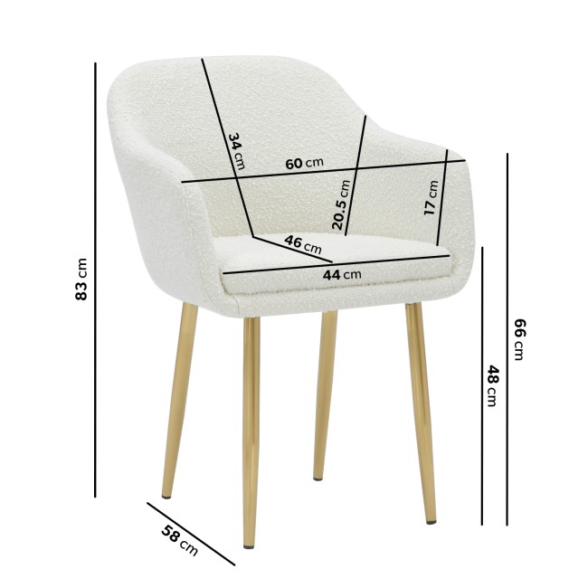 Glass Dining Table Set with 4 Cream Boucle Chairs with Gold Legs - Seats 4 - Dax