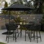 Small Glass Breakfast Bar Table with Black Metal Legs - Seats 4