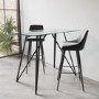 Rectangle Glass Bar Table with 2 Charcoal Velvet Bar Stools - Dax
