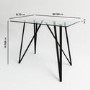 Rectangle Glass Bar Table with 2 Charcoal Velvet Bar Stools - Dax