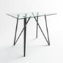 Rectangle Glass Bar Table with 2 Charcoal Velvet Bar Stools - Dax