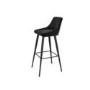 Rectangle Glass Bar Table with 2 Charcoal Velvet Bar Stools - Dax