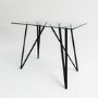 Rectangle Glass Bar Table with 2 Charcoal Velvet Bar Stools - Dax
