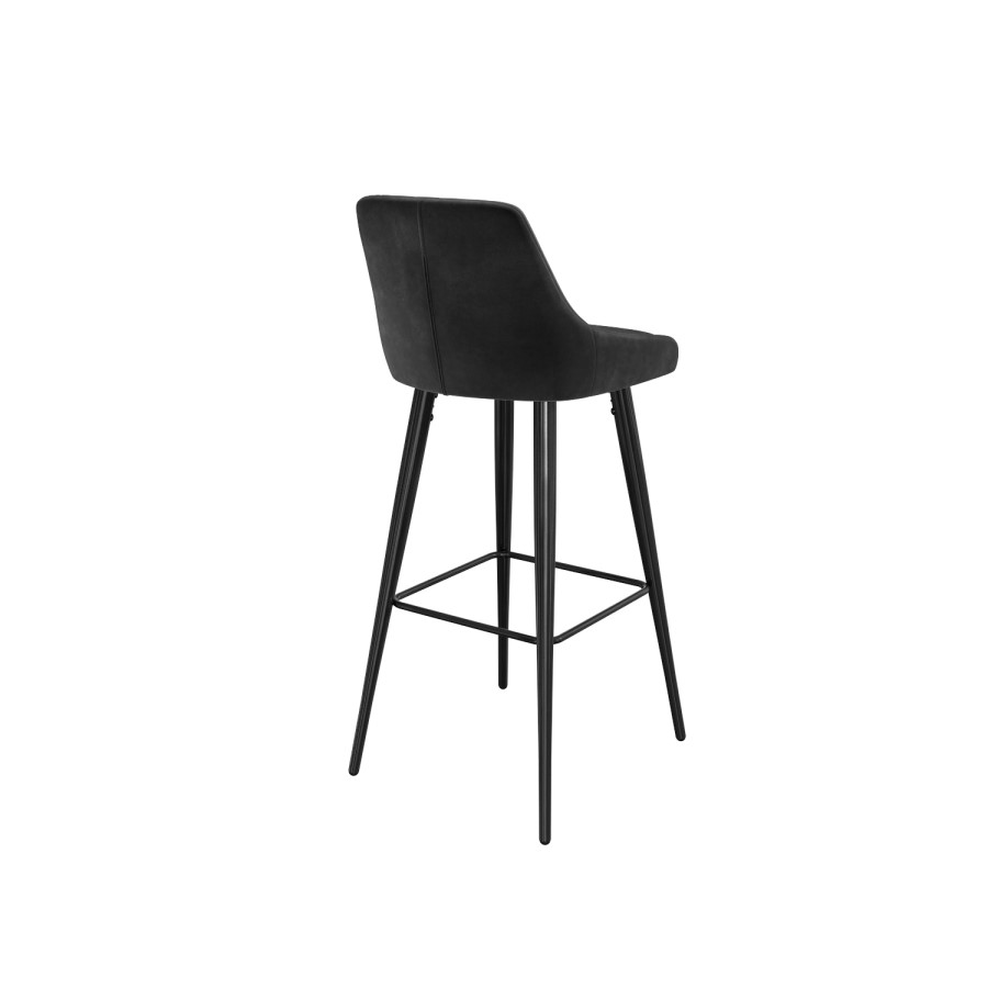 Rectangle Glass Bar Table with 2 Charcoal Velvet Bar Stools - Dax