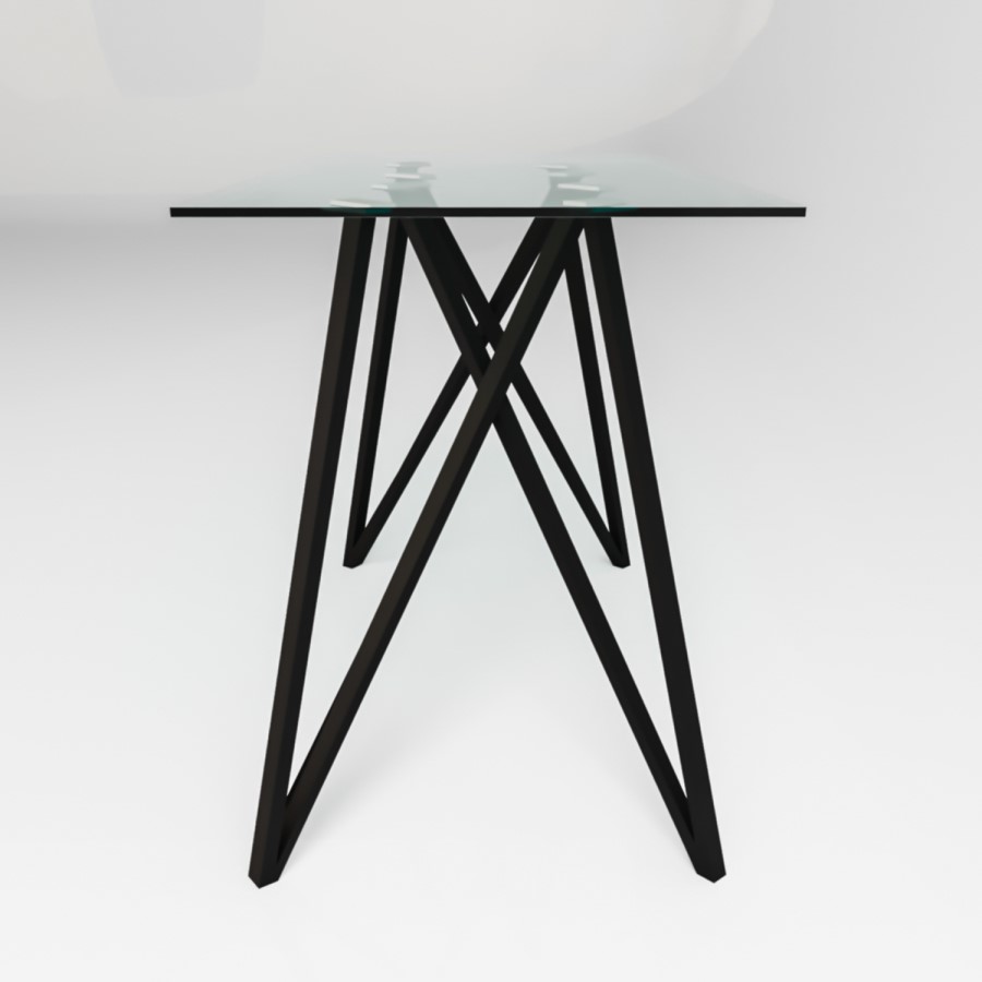 Rectangle Glass Bar Table with 2 Charcoal Velvet Bar Stools - Dax