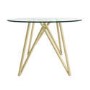 Round Glass Dining Table Set with Gold Legs and 4 Mink Velvet Chairs - Seats 4 - Dax