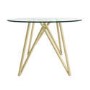 Round Glass Dining Table Set with Gold Legs and 4 Mink Velvet Chairs - Seats 4 - Dax