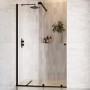 Black 1200mm Sliding Shower Door with Wall Support Bar 8mm Glass - Denver