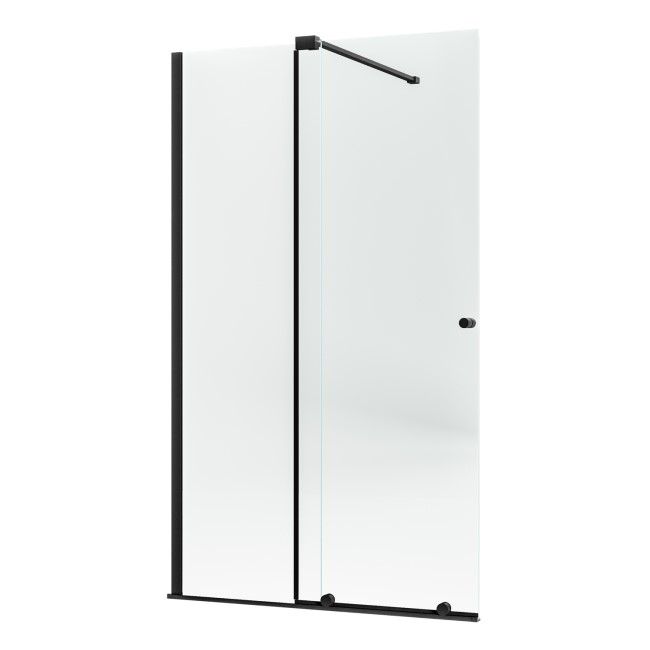 Black 1200mm Sliding Shower Door with Wall Support Bar 8mm Glass - Denver