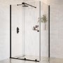 Black 8mm Glass Frameless Sliding Rectangular Shower Enclosure 1200x800mm - Denver