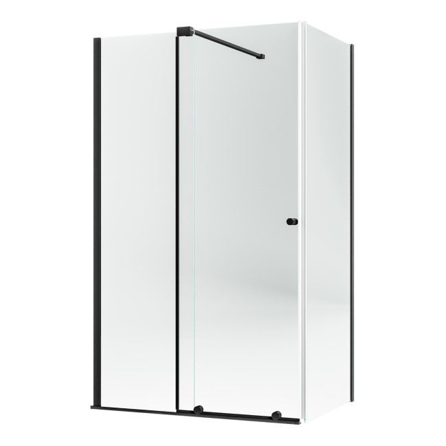 Black 8mm Glass Frameless Sliding Rectangular Shower Enclosure 1200x800mm - Denver