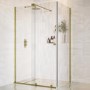 Brushed Brass 8mm Glass Frameless Rectangular Sliding Shower Enclosure 1200x900mm - Denver