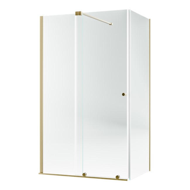 Brushed Brass 8mm Glass Frameless Rectangular Sliding Shower Enclosure 1200x900mm - Denver