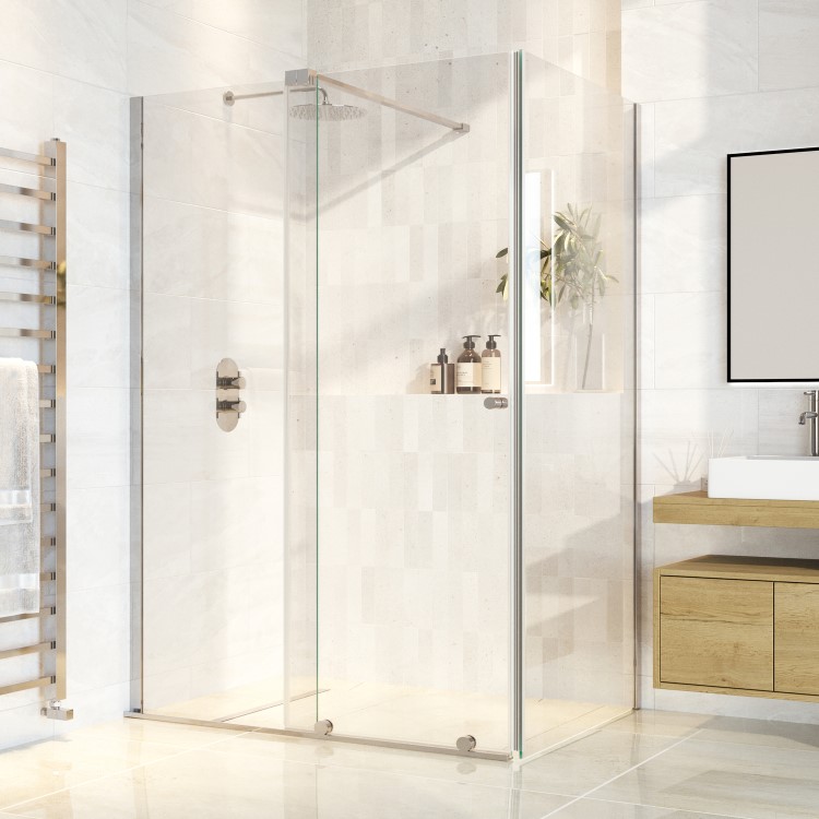 Chrome 8mm Glass Frameless Rectangular Sliding Shower Enclosure 1400x800mm - Denver