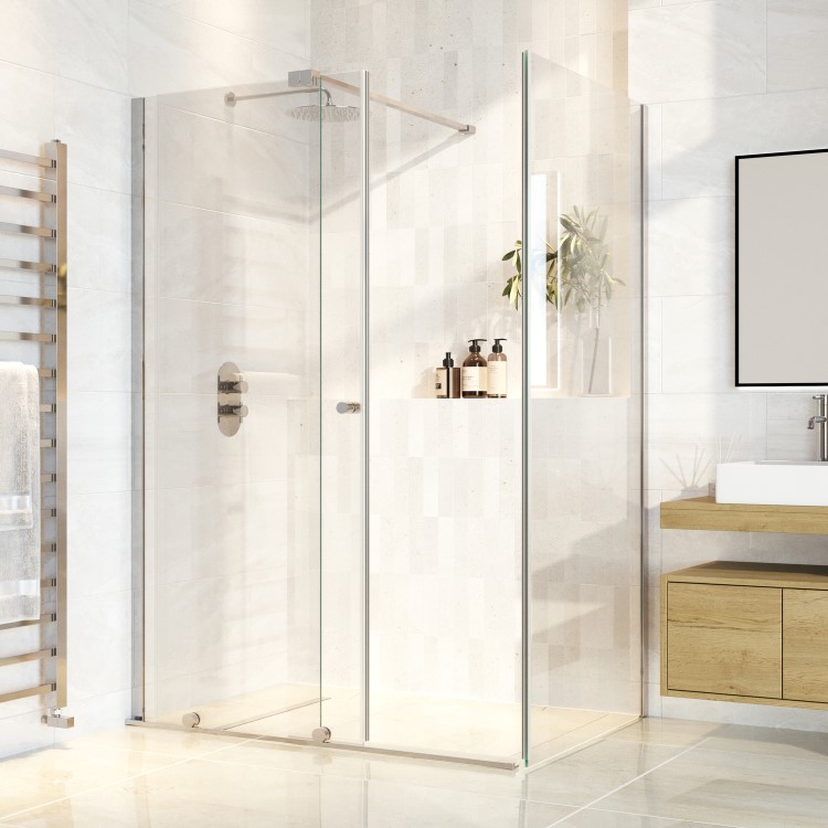 Chrome 8mm Glass Frameless Rectangular Sliding Shower Enclosure 1400x800mm - Denver