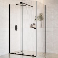 Black 8mm Glass Rectangular Frameless Sliding Shower Enclosure 1400x800mm - Denver