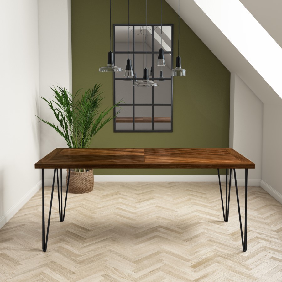 Drew Dark Wood Dining Table with 2 Dining Chairs & 1 Bench in Beige Faux Leather