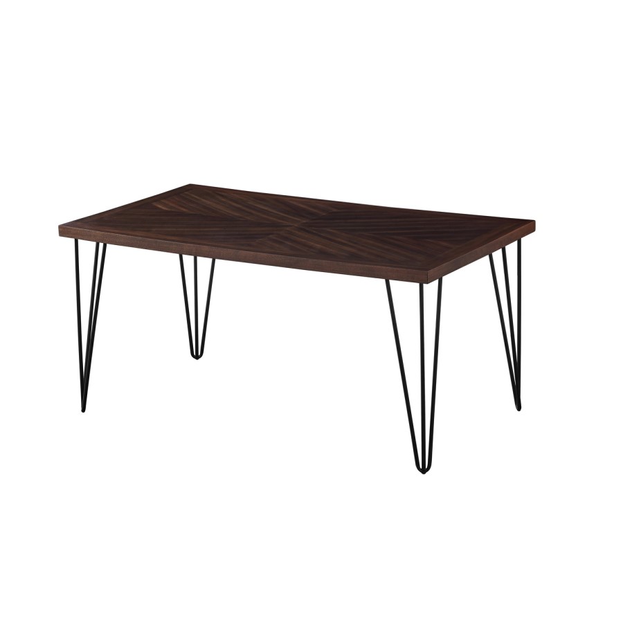 Drew Dark Wood Dining Table with 2 Dining Chairs & 1 Bench in Beige Faux Leather