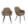 Drew Dark Wood Dining Table with 2 Dining Chairs & 1 Bench in Beige Faux Leather