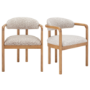 Set of 2 Neutral Jacquard Upholstered Dining Chairs with Solid Wood Exposed Back - Darla