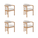 BUN/DRL001/96125 Set of 4 Beige Printed Upholstered Dining Chairs with Solid Wood Exposed Back - Darla