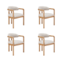 Set of 4 Neutral Jacquard Upholstered Dining Chairs with Solid Wood Exposed Back - Darla