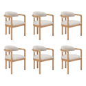 BUN/DRL001/96126 Set of 6 Beige Printed Upholstered Dining Chairs with Solid Wood Exposed Back - Darla