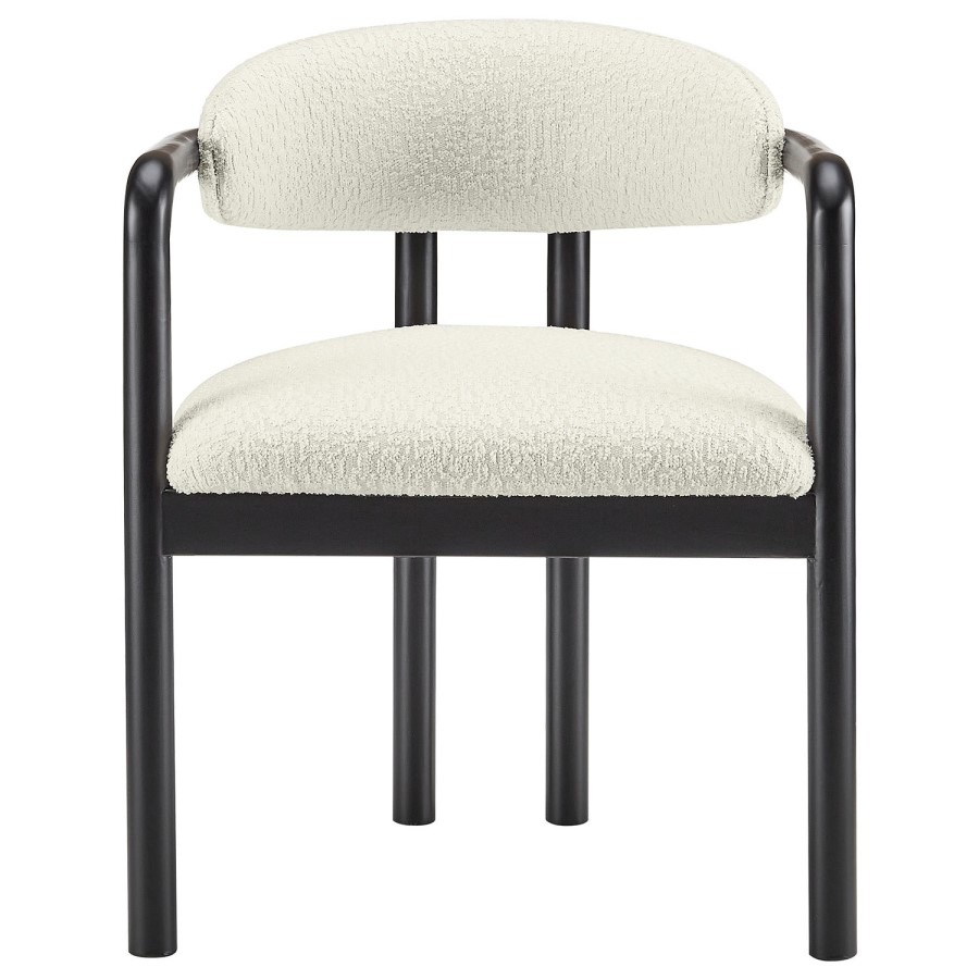 Cream Upholstered Dining Chair with Solid Wood Black Exposed Back - Darla