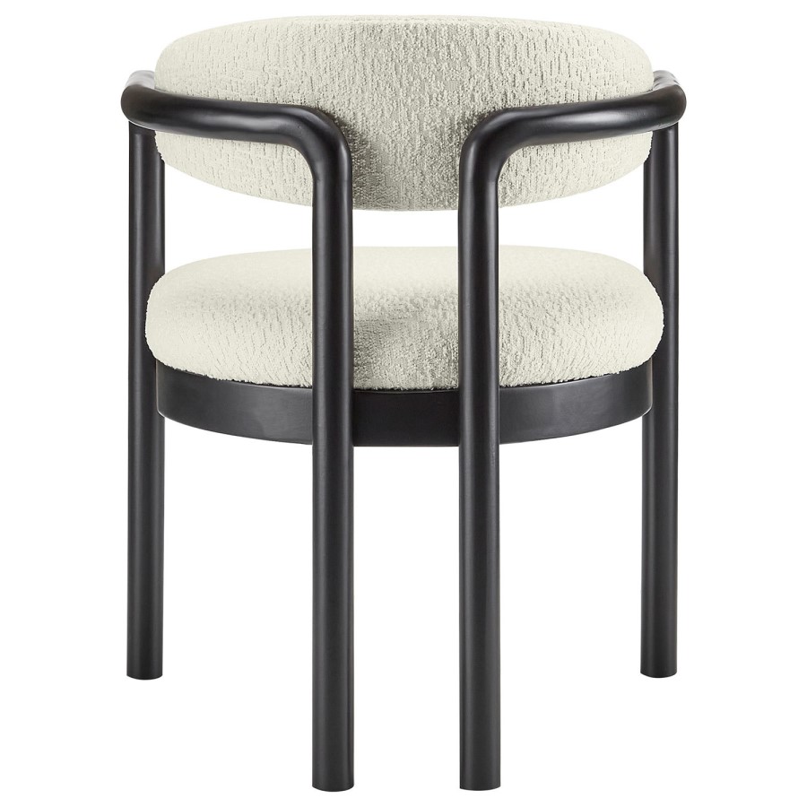 Cream Upholstered Dining Chair with Solid Wood Black Exposed Back - Darla