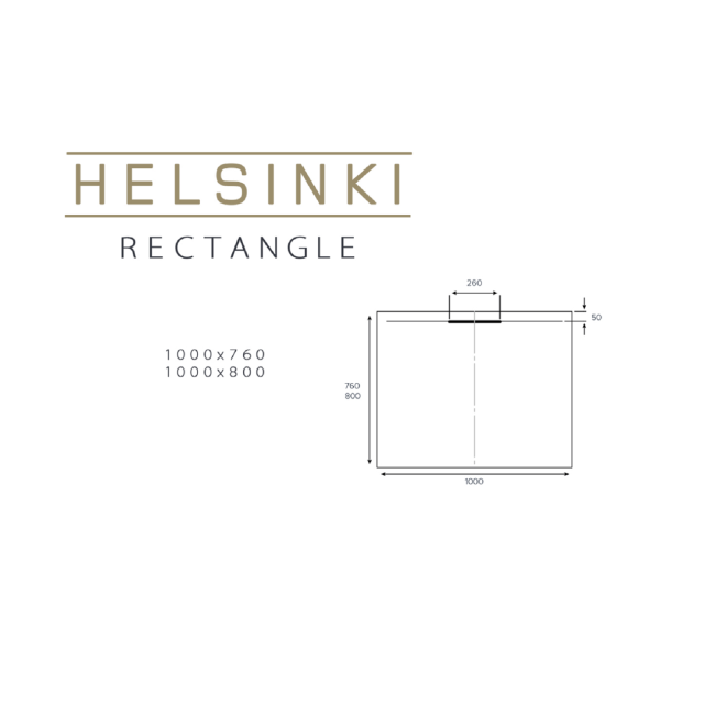 1000x800mm White Stone Resin Low Profile Rectangular Shower Tray with Shower Waste - Helsinki