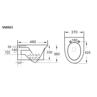 Wall Hung Rimless Toilet with Soft Close Slimline Seat