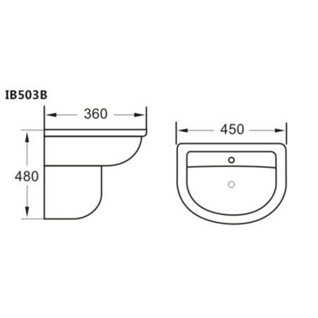Wall Mount Sink with Semi Pedestal - 1 Tap Hole