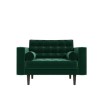 Mid Century Quilted Green Velvet Loveseat with Matching Footstool - Elba