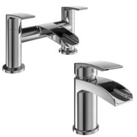 Chrome Waterfall Basin Mixer Tap & Bath Filler Tap Pack - Elina