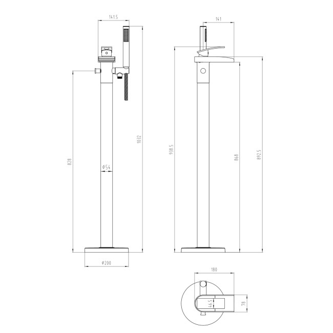 Chrome Freestanding Bath Shower Mixer Tap - Elina